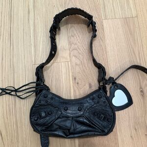 Authentic Balenciaga Black Croc Embossed Cagole Bag